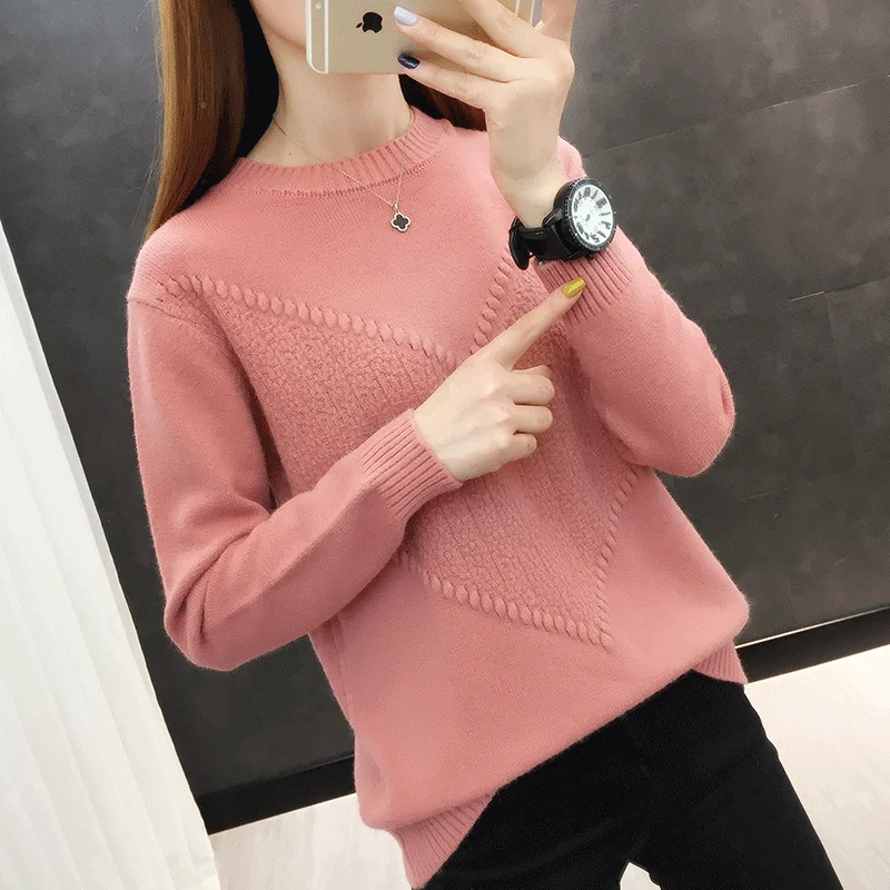 

Pullover Sweater women's 2021 spring and Autumn New Korean solid round neck long sleeve thin bottomed sweater