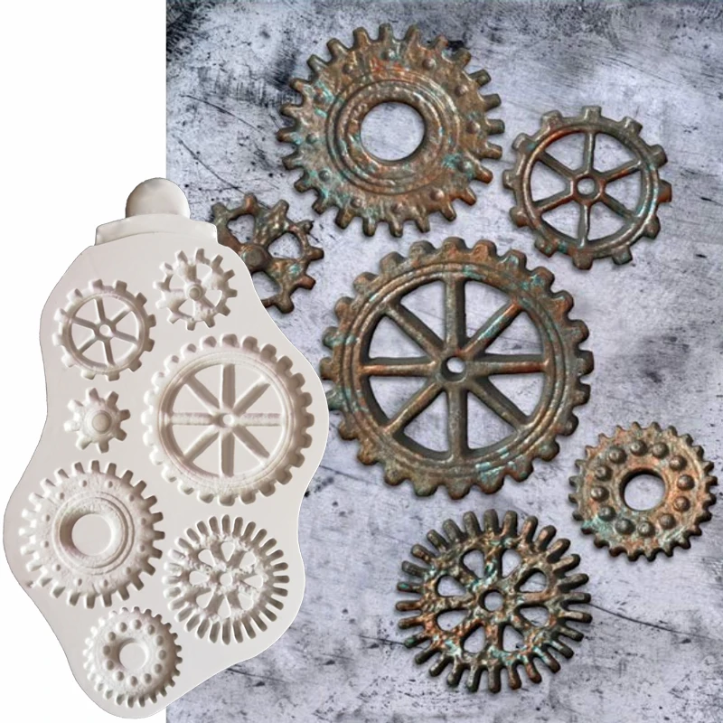 Состаренные Cogs силиконовые формы для украшения торта инструменты ремесла кексы