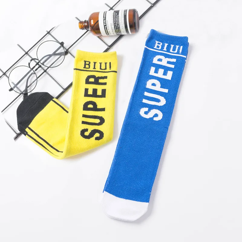 Girls Boys Knee High Socks Kids Children's South Korean Letters Super Fashion Cotton Baby Infantil Leg Warmers Booties | Детская