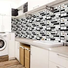 Черно-белая кирпичная плитка Метро самоклеящаяся 3d Наклейка на стену самодельная кухня ванная домашний Декор винил 30x30 см