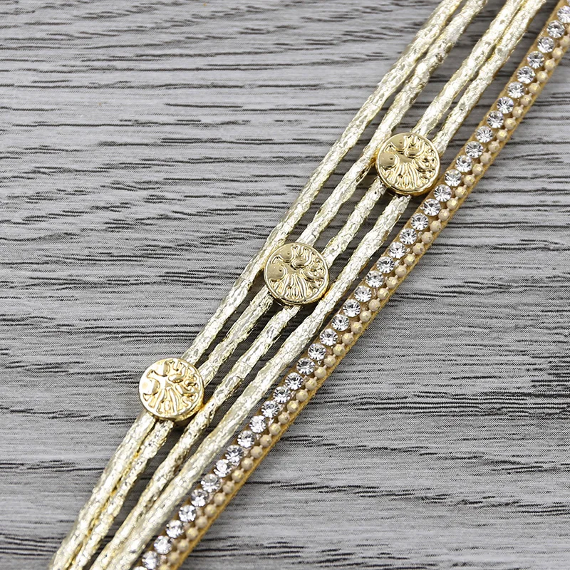 STRATHSPEY черный/золотой Многослойный кожаный браслет жизнь браслеты с деревом