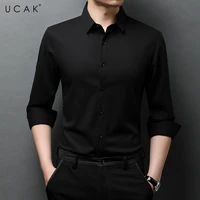 ucak brand autumn pure color long sleeve shirts men clothing new fashion style streetwear casual soft shirt clothes homme u6247