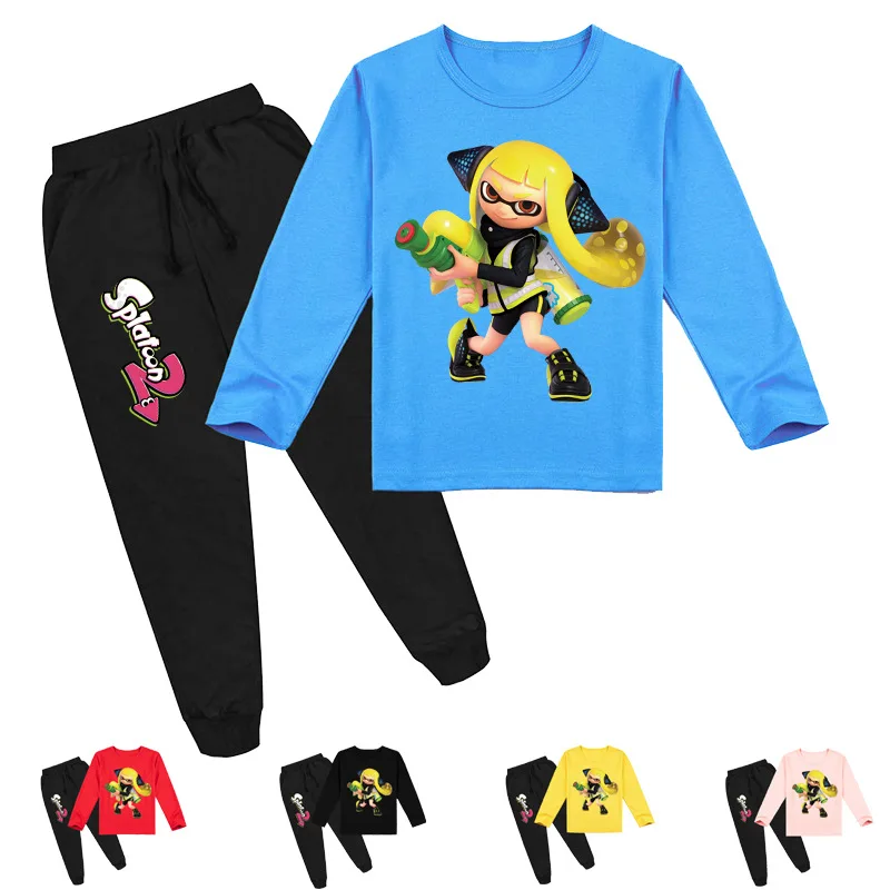 Z & Y для маленьких девочек Splatoon с принтом комплекты детской летней одежды 2 16Years