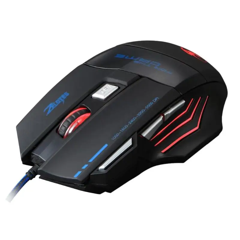 ZELOTES T-80 Проводная игровая мышь USB T80 5500 dpi 7 кнопок подсветка светодиодный оптическая компьютерная мышь геймерская мышь для настольного ПК ноутбука