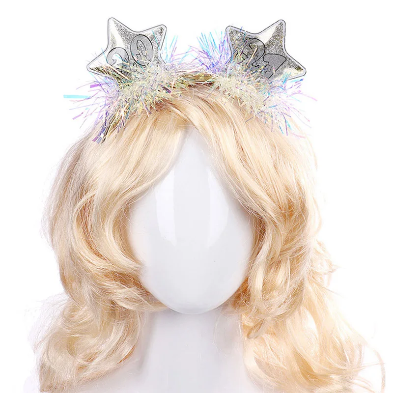 

2021 Five-pointed Star Christmas Headband Girl Colorful New Year Eve Party Headdress Christmas Decorations Boys Girls Gifts