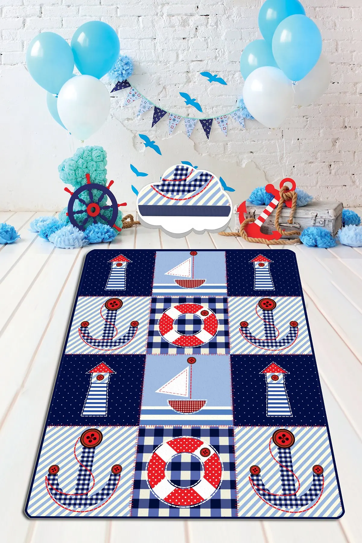 

Etgdecor Ship 150x240 cm 59 "x 94" inch Kids Non-Slip Area Rug