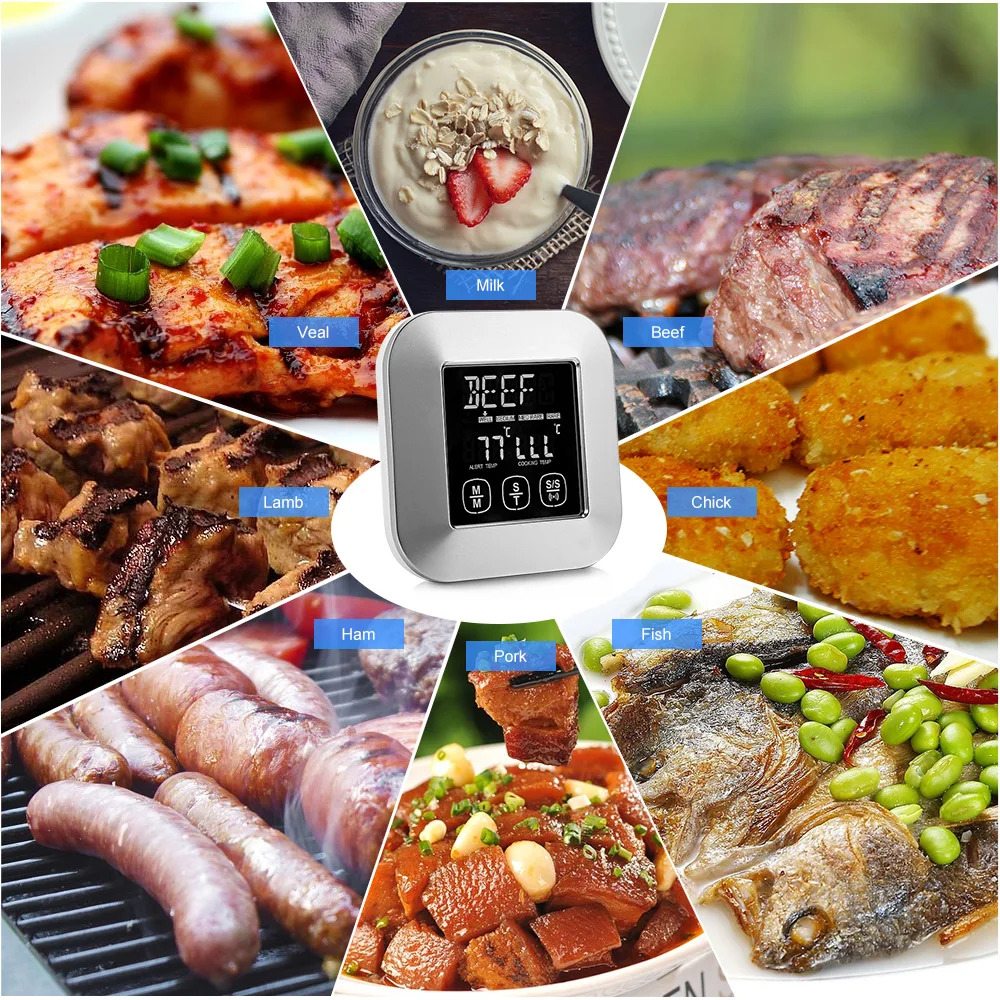 

Digital Meat Thermometer With 3 Stainless Steel Temperature Probes For Kitchen Cooking 3 Stainless Probe And Temperature
