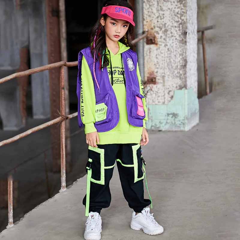 

Children Hip Hop Dance Costumes Kids Street Dancewear Jazz Modern Dance Clothes Sweatshirt Hiphop Pants Rave Outfits DQS3354