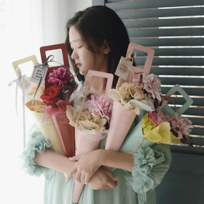 Модная сумка с надписью 10 шт. цветочная упаковка для букета сумки украшением в