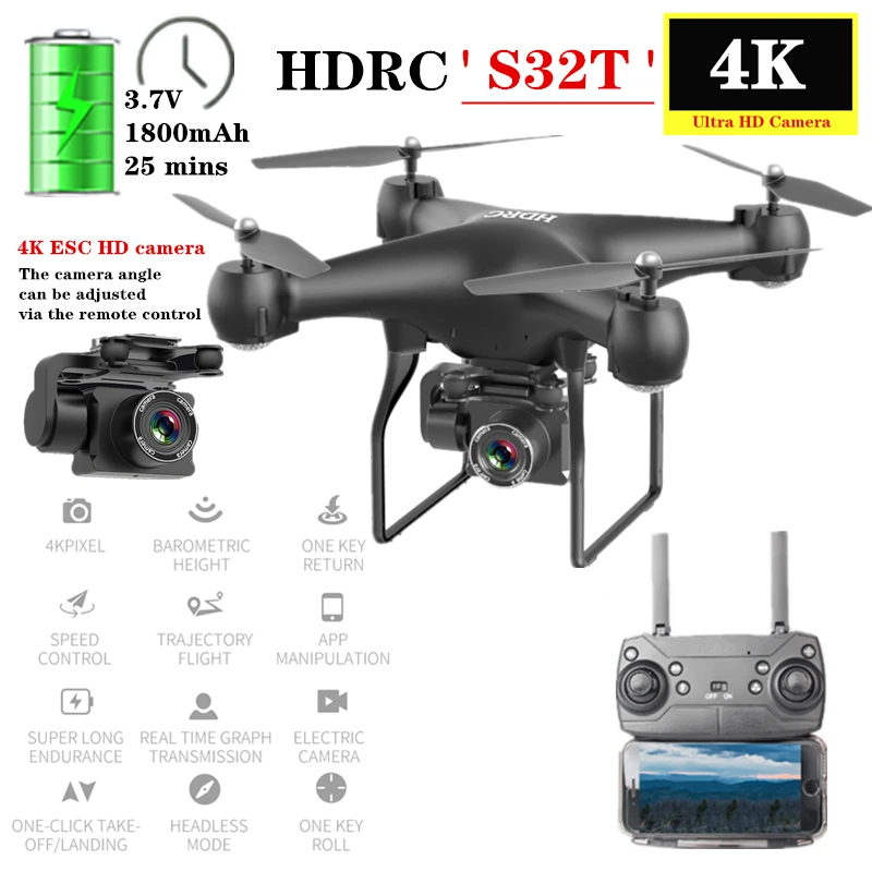 Квадрокоптер hдц S32T с HD камерой ESC 4K умное Селфи БПЛА режим удержания высоты