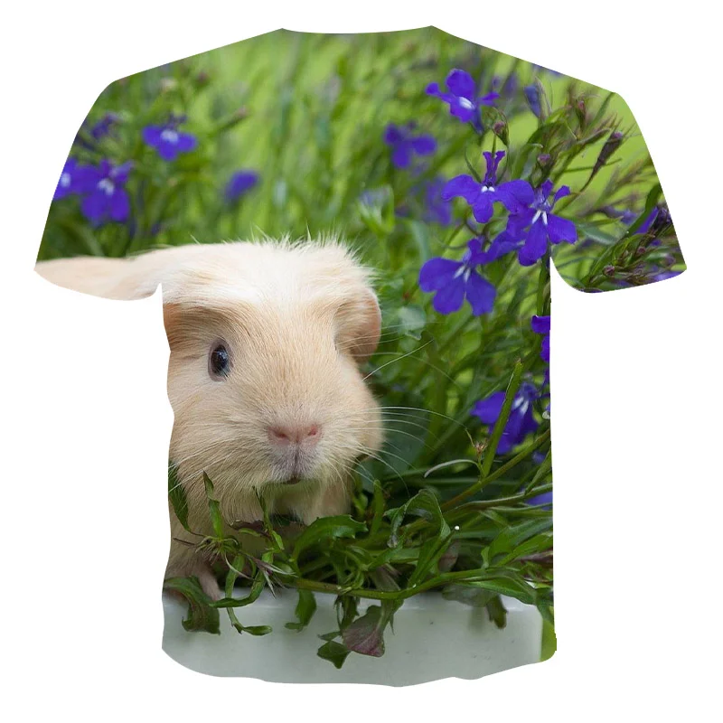 

2021 NewSummer T Shirt Men Streetwear Round Neck Short Sleeve Tees Tops Funny Animal Male Clothes Casual Hamster 3d Print Tshirt