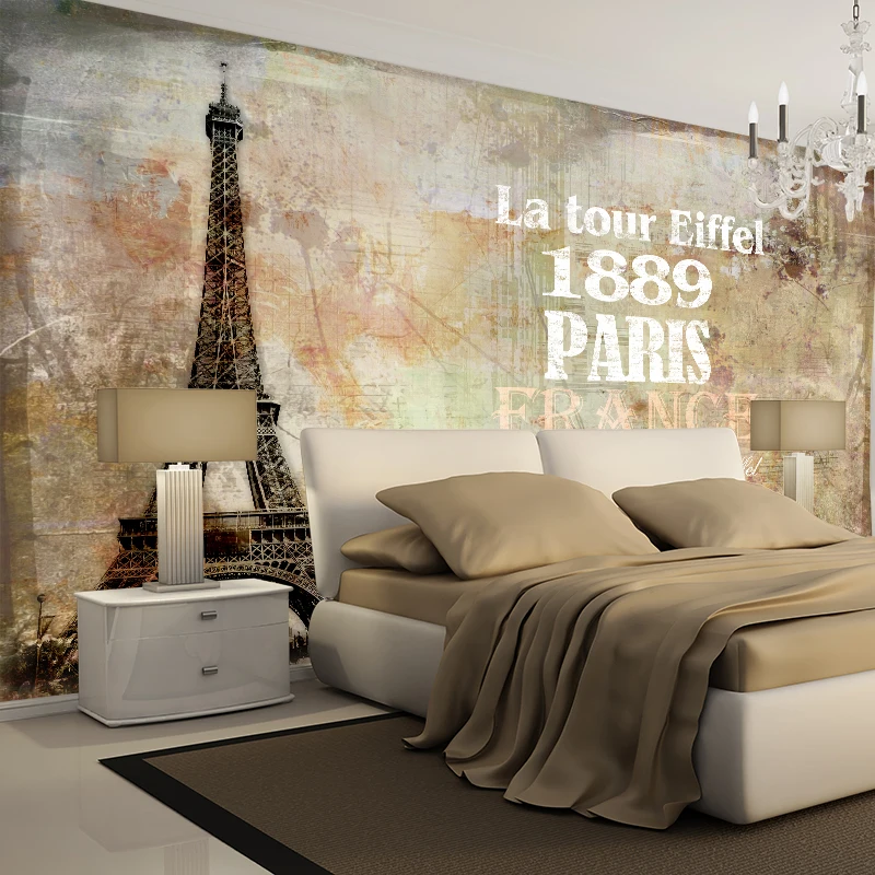 Обои в стиле ретро с изображением кофейни ресторана парижской башни европейском