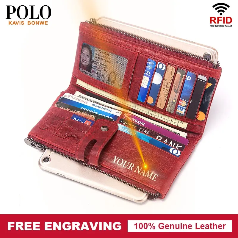 Бесплатная гравировка женские кошельки и женский клатч портмоне из натуральной