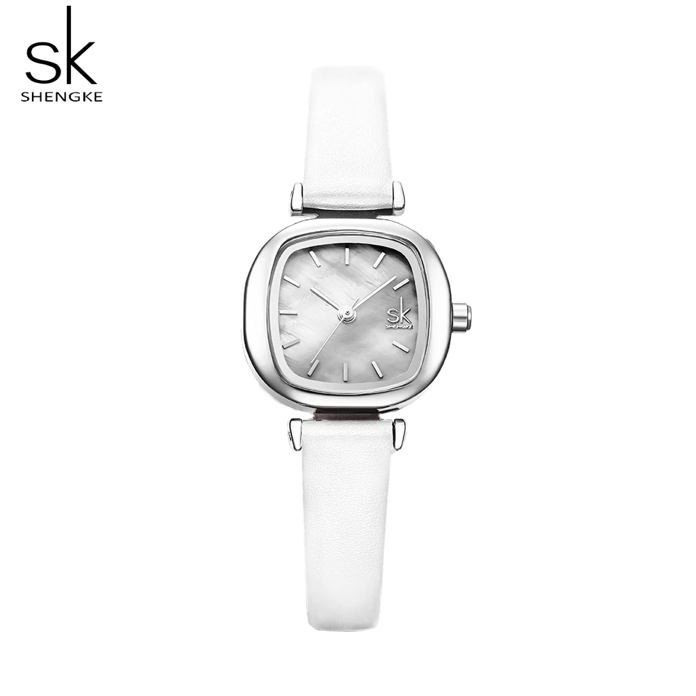 white ShengCasual женские часы кожа кварцевые женские часы женские наручные часы Relogio Feminino Bayan Kol Saati подарок - Цвет: white