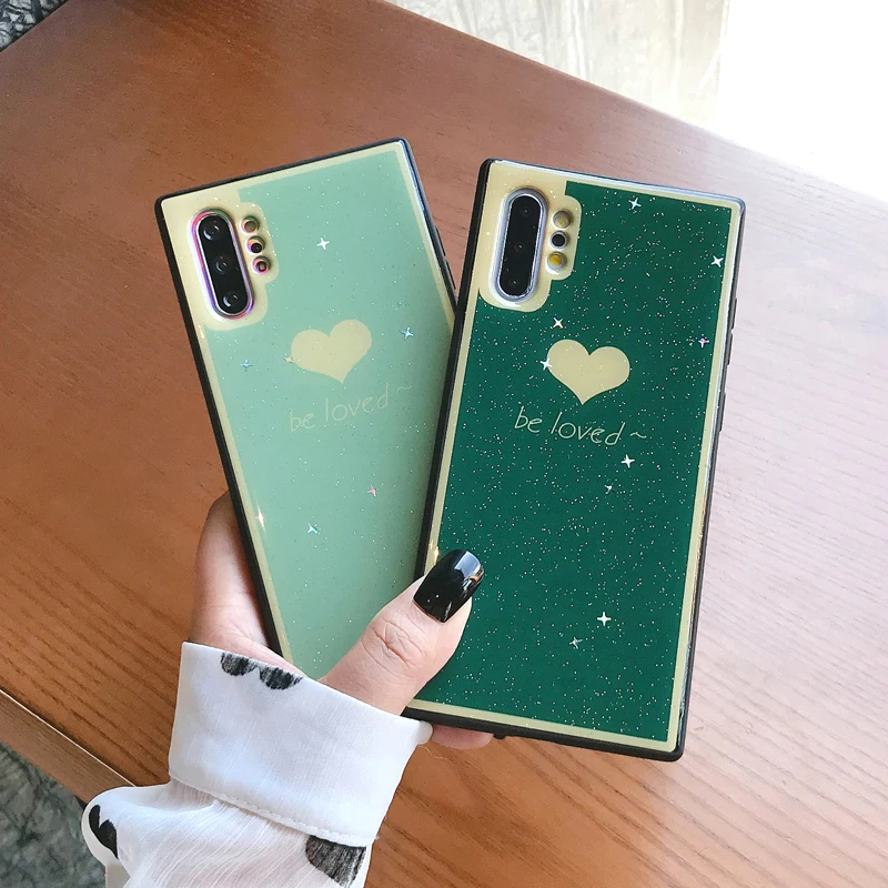 Чехлы YHBBCASES Note 10 в стиле ретро с сердечками блестящими порошками чехлы для Samsung 8 9