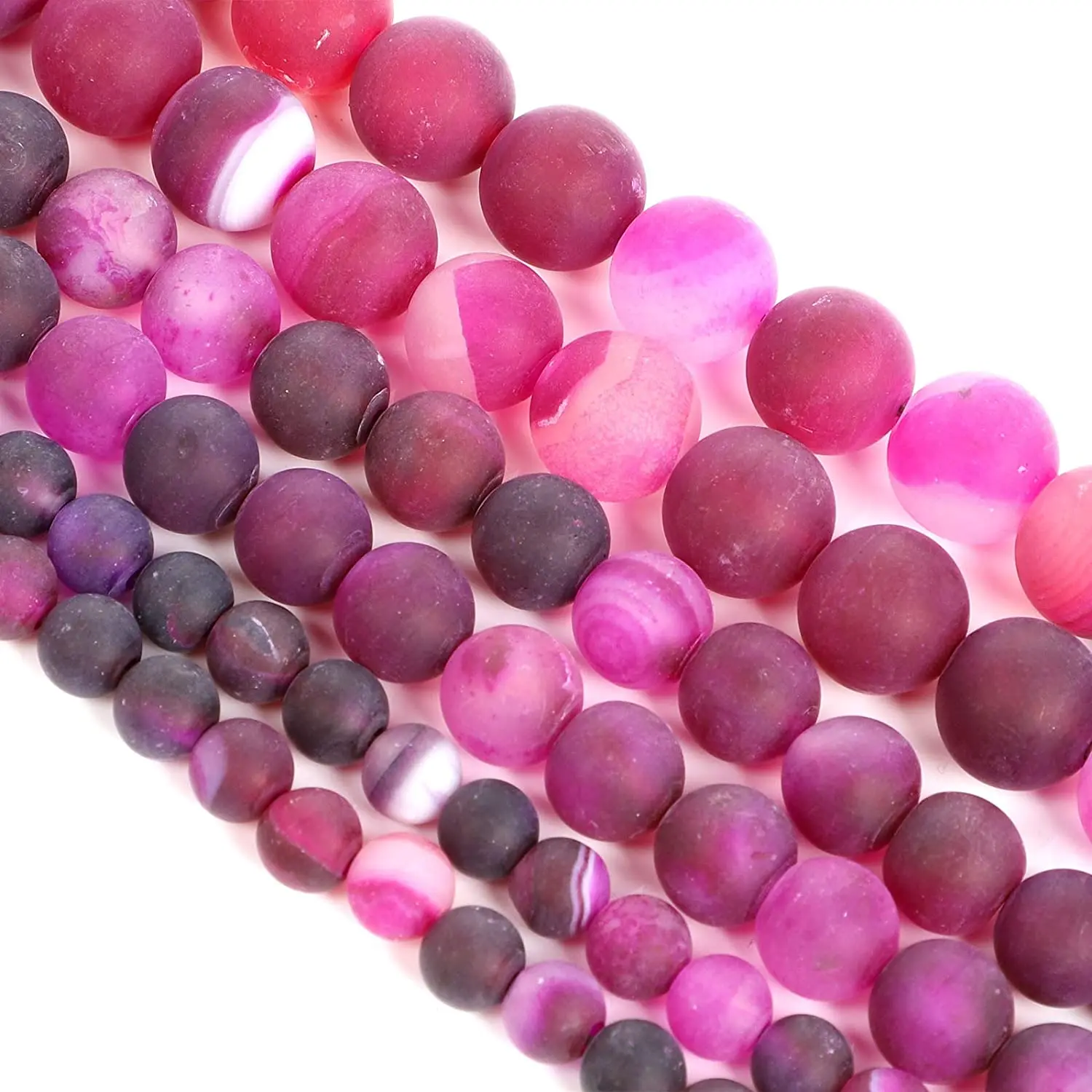 

LW005 6/8/10mm Frosted rose red striped agate Natural Stone Beads Round Loose Beads for Jewelry Making,Energy Stone Healing