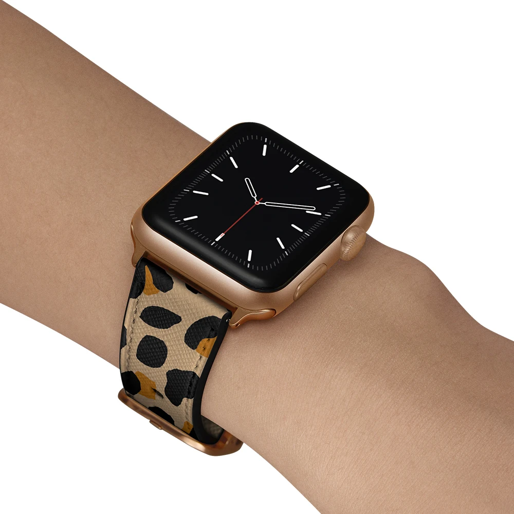 Printing Leather Straps for Apple Watch Band 44mm 42mm 40mm 38mm Replacement iWatch Series 6 5 4 3 2 1 SE Samrt watch Wristband