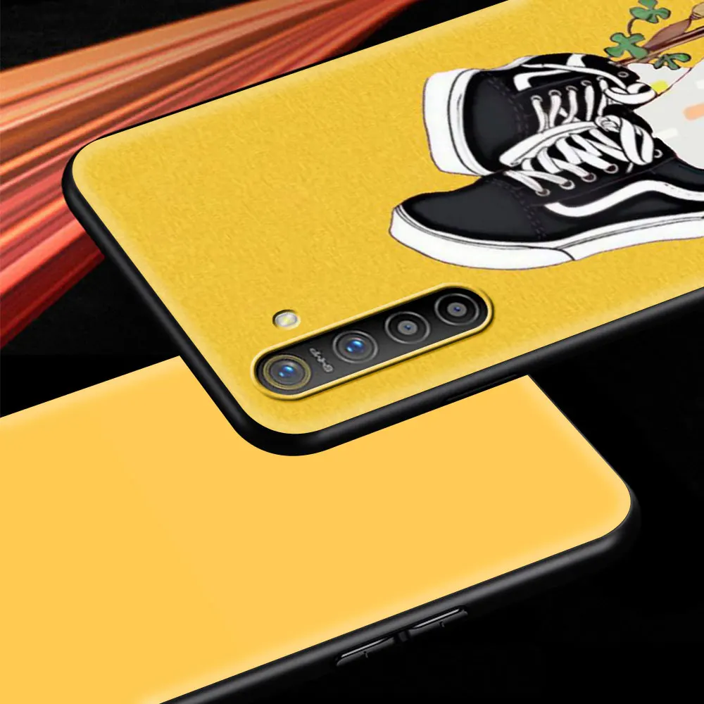 

Case for Realme C3 6 5 7 Pro X50 XT C11 Cover for Oppo A52 Find X2 Lite A9 2020 A53 Black Shell Fashion Art Yellow Aesthetic