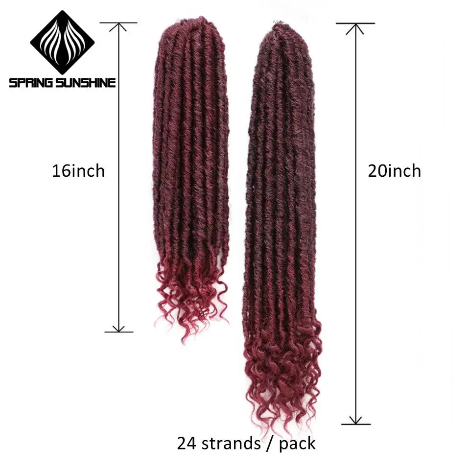 Синтетический богиня Faux Locs Curly на крючках косички волосы с эффектом деграде