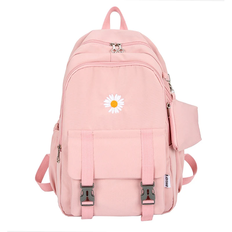 School bag backpack Backpack for Girls school bags for girls Schoolbag canvas multi solid Color Fashion embroider Korean style