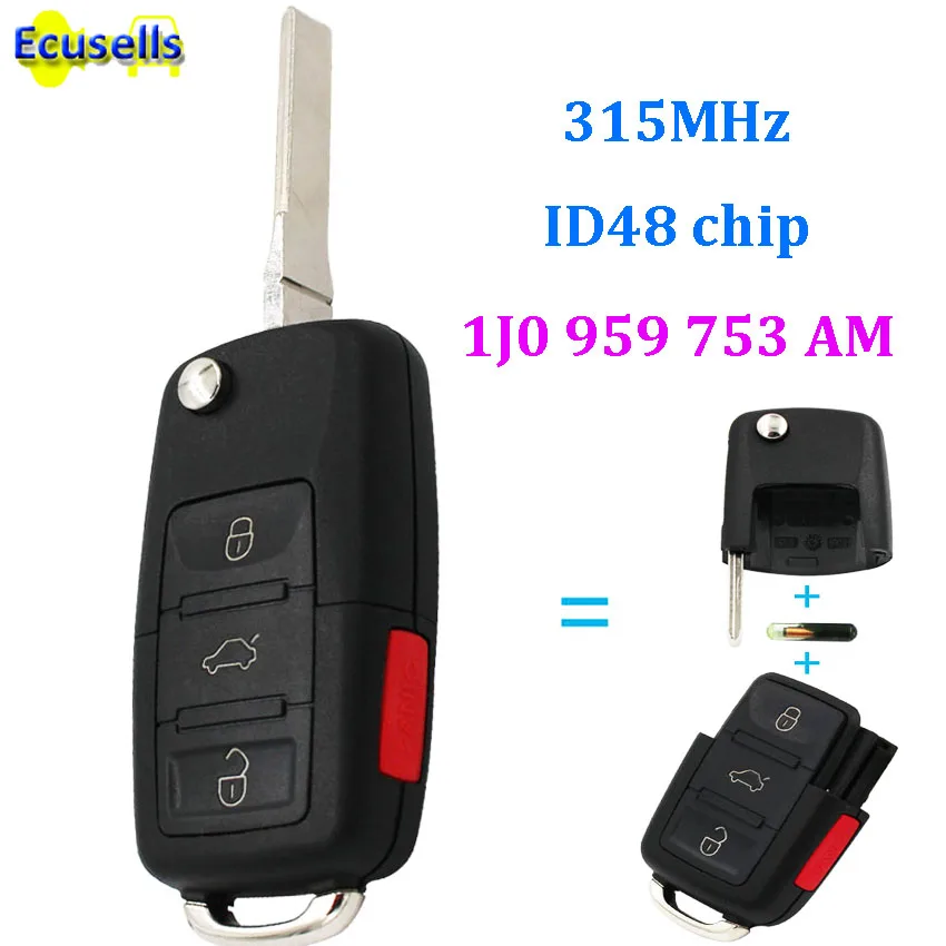 Пульт дистанционного управления 1J0 959 753 AM Для Volkswagen VW BEETLE PASSAT JETTA Golf 315 МГц с чипом