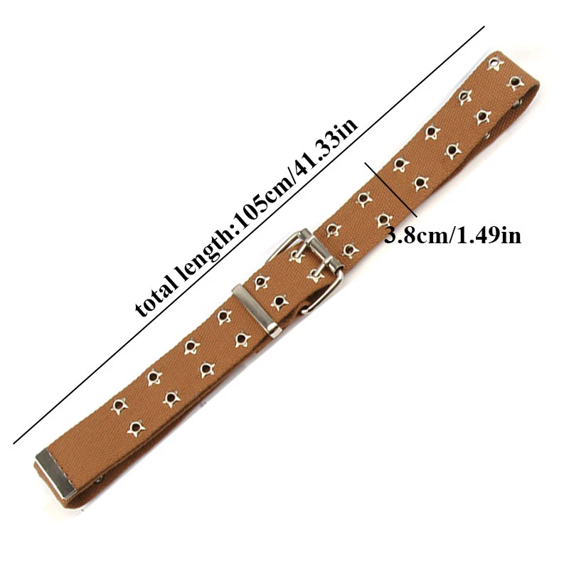 

For Women Canvas Web Double Grommet Eyelet Hole Buckle Belt Female Waist Strap Belts Designer Harajuku Black White Wide Belt