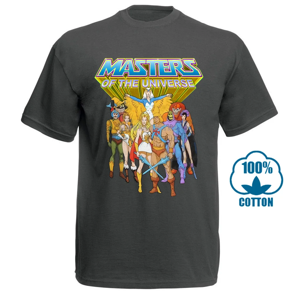 Темно-серый He Man Masters Of The Universe Group Мужская и серая футболка - Цвет: Темно-серый
