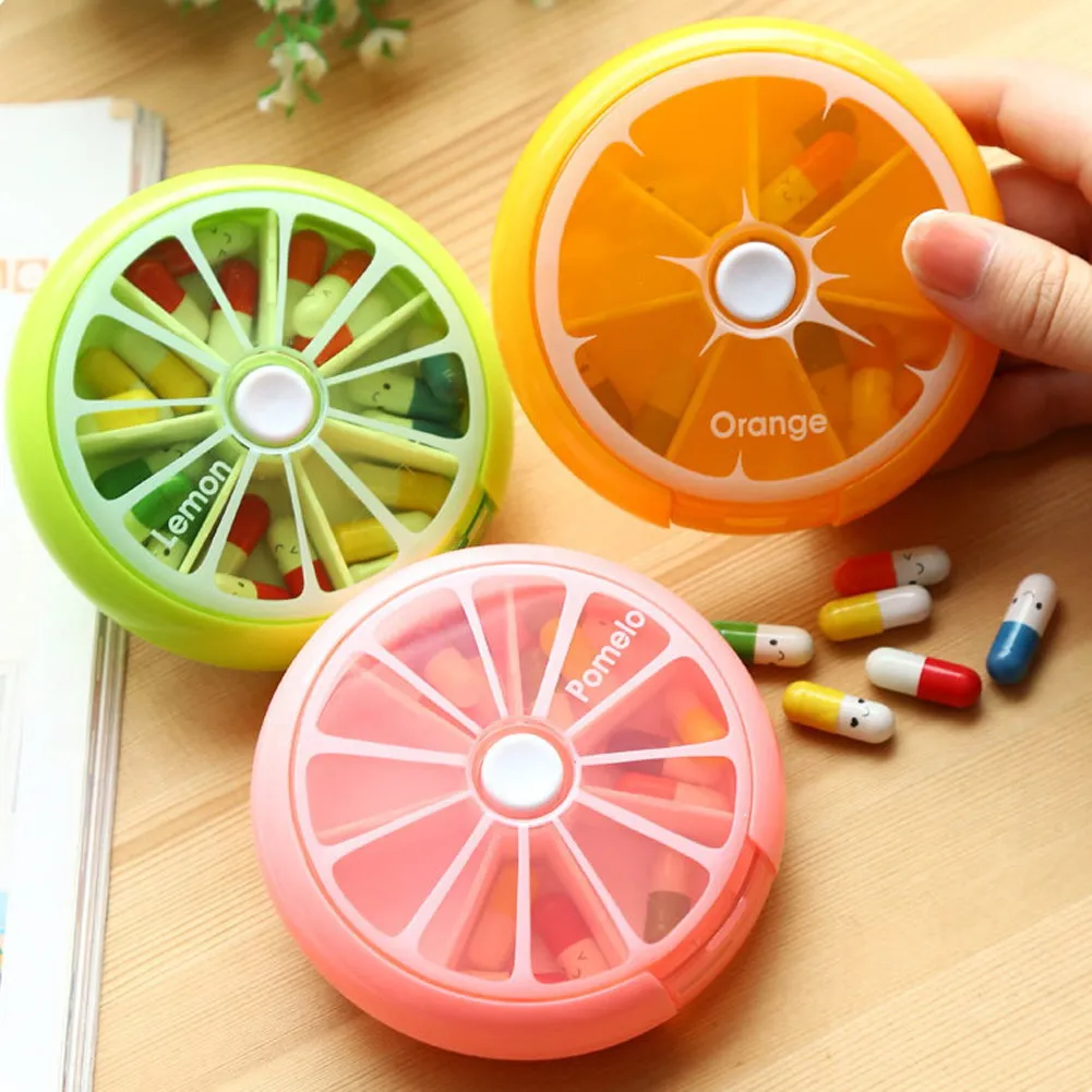 

Organizer Medicine Box Cutter 7 Day Pill Container Pastillero Weekly Rotating Pill Box Travel Pill Case Splitter Pill