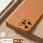 Роскошный защитный чехол из жидкого силикона для 3d-камеры iPhone 13 12 Mini 11 Pro Max X XE XS 7 8 Plus SE 2, квадратный мягкий матовый чехол