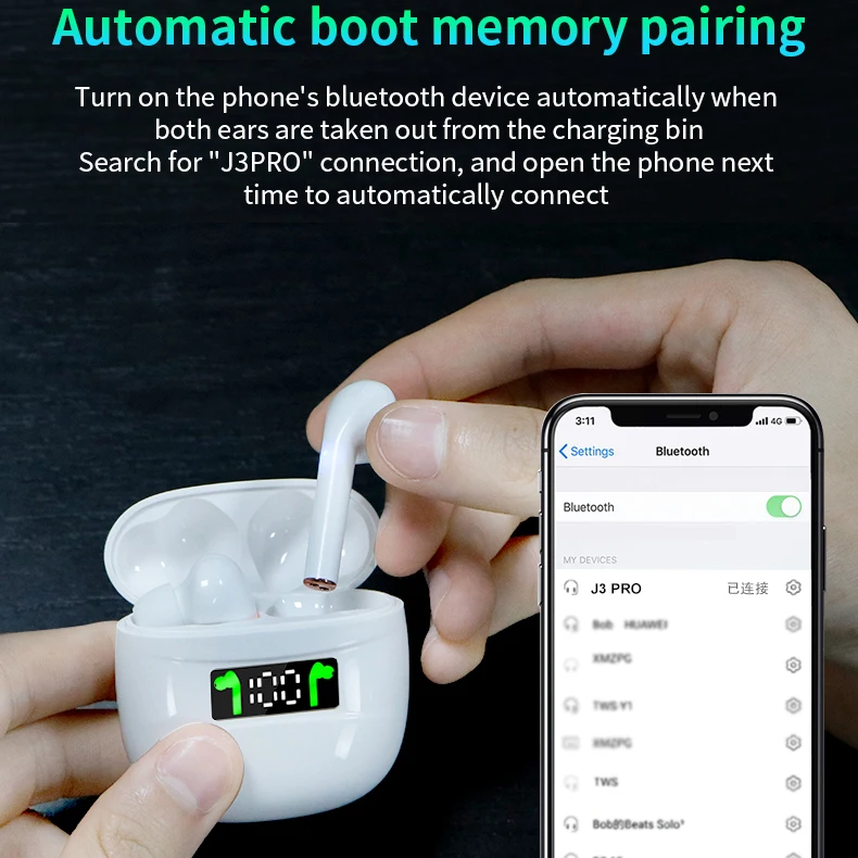 

Wireless Earphones fone Bluetooth Headphones 5.0 TWS Comfortable to Wear Noise Reduction In-ear 3D Sound For Sport Music