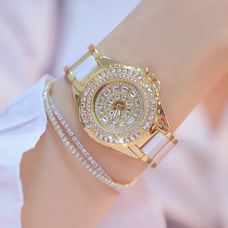 Часы женские кварцевые со стразами Роскошные наручные с циферблатом браслетом |
