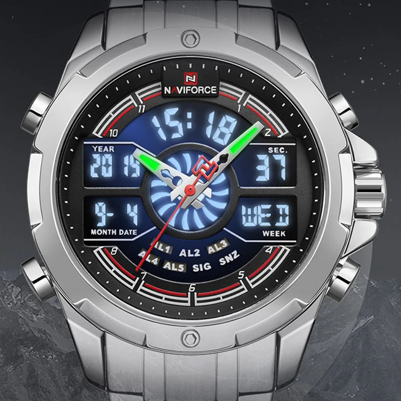 Часы наручные NAVIFORCE Мужские кварцевые брендовые Роскошные спортивные аналоговые