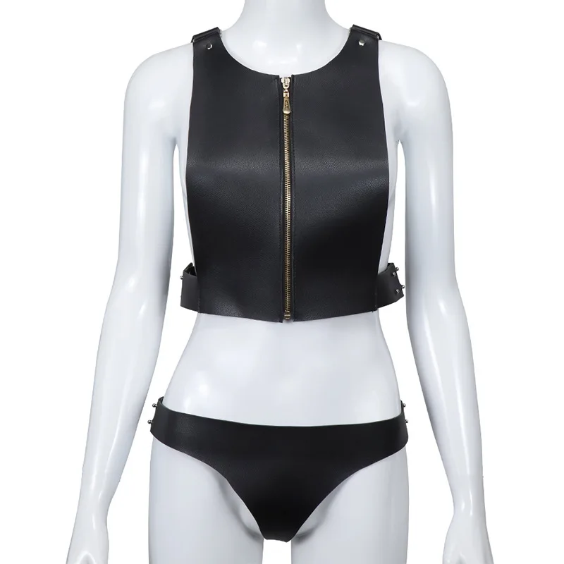 Секс жилет без рукавов искусственная кожа BDSM панк связывания партнера