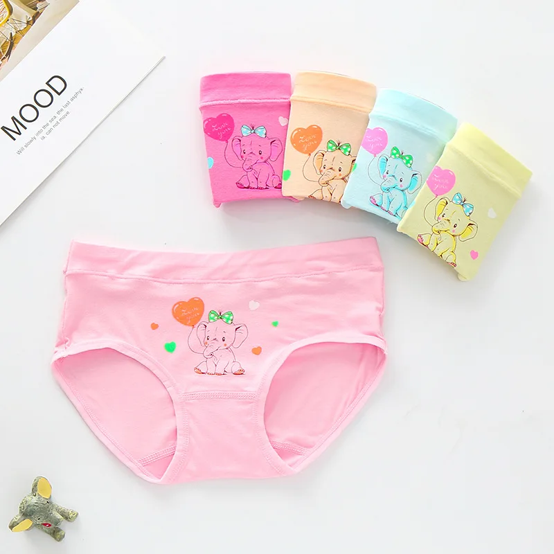 Calzoncillos con dibujos de elefante para beb&eacute;, ropa interior c&oacute;moda, color rosa, 5 uds.-2