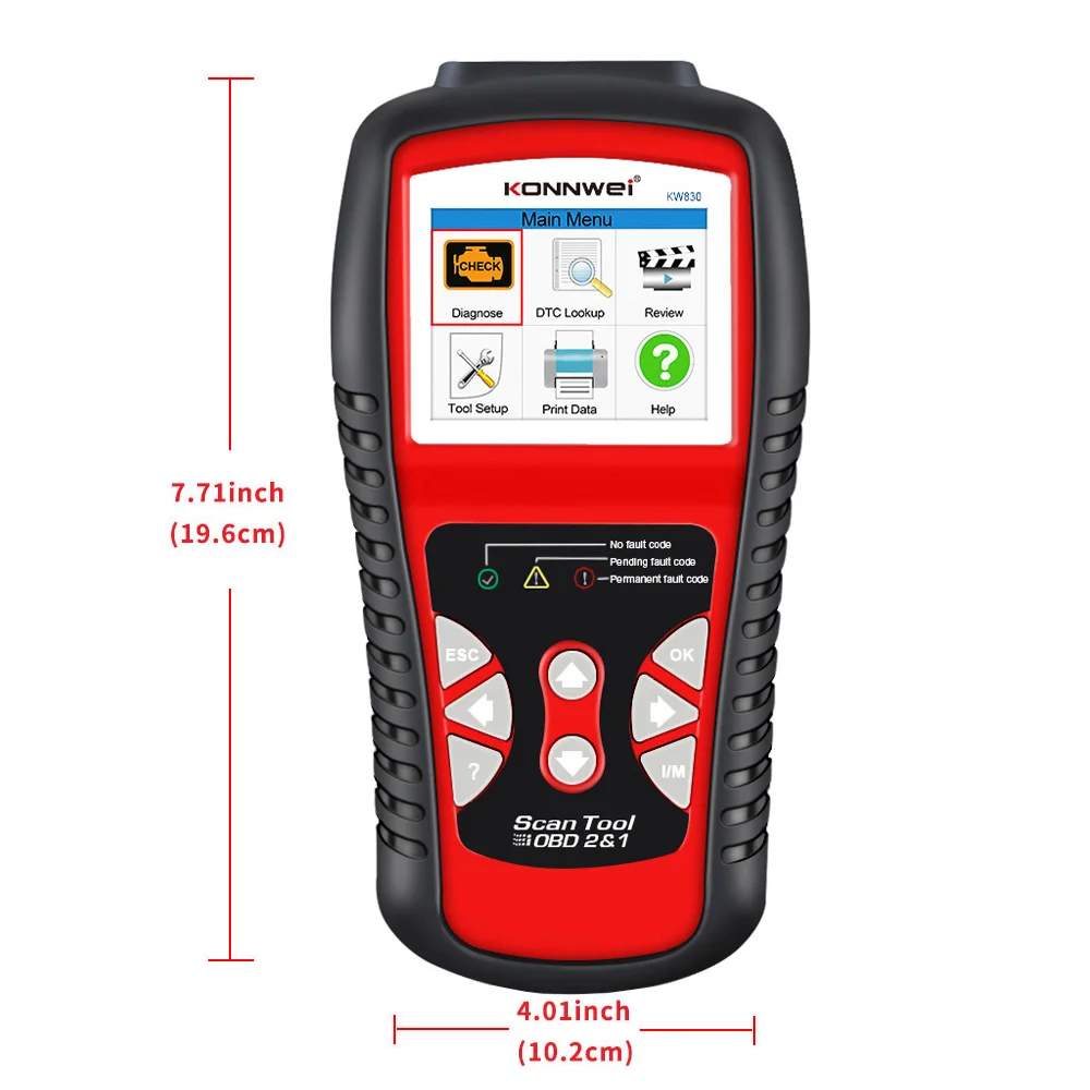 

KONNWE KW830 ODB2 Car Diagnostic Scanner for Car After 1996 Universal 12V battery Auto OBD2 EOBD Fault Error Code Reader