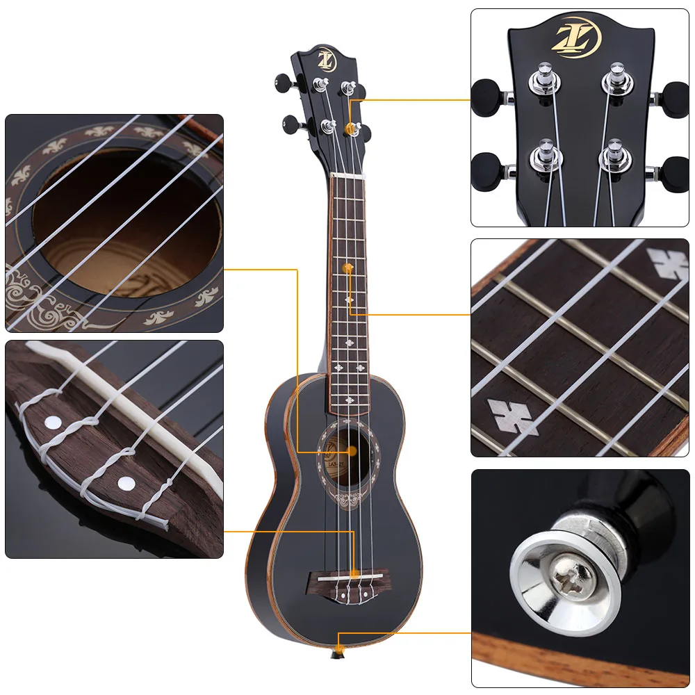 

21" Soprano Ukulele Ukelele 4 Strings Spruce Wood Ukulele Ultrathin Special for beginners rosewood fingerboard Nylon Strings