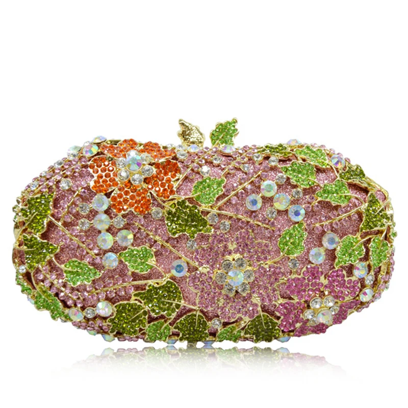 

New Colorful Metal Clutch Women Handbags Blue Crystal Lady Purse Female Chain Evening Clutches Bags Women's Party Bag Wedding