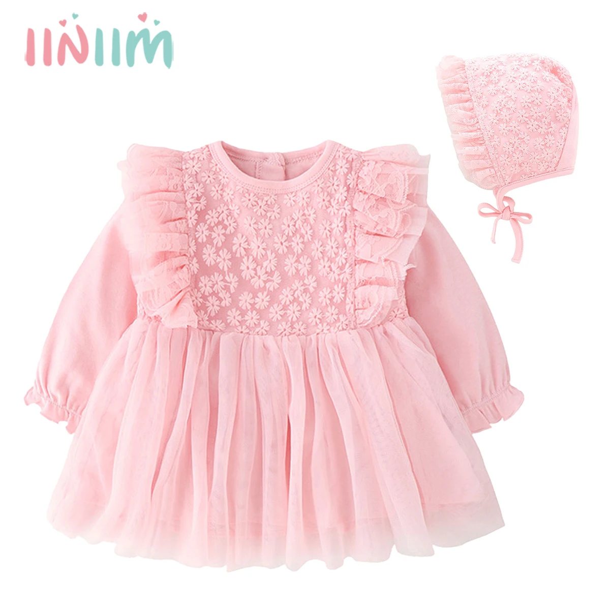 

Newborn Baby Girl Clothes Christening Outfits Long Sleeve Lace Cotton Baby Girl Dress for Baptism 1st Birthday Princess Dress