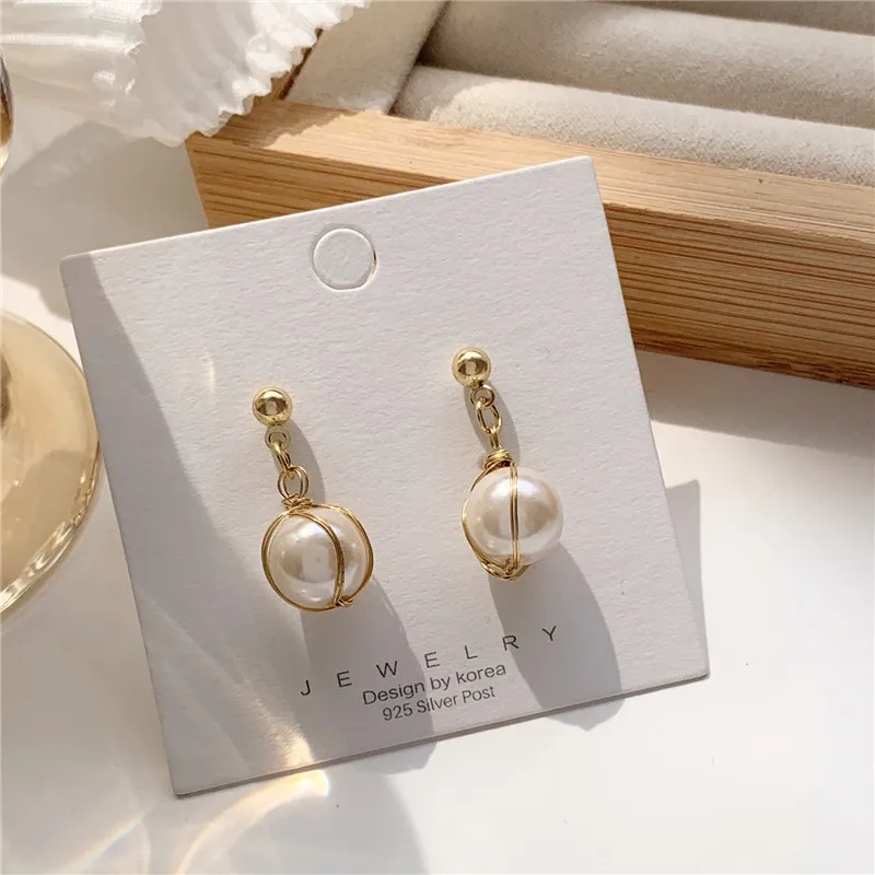 

French style restoring ancient ways the baroque skeined pearl earring contracted small stud earrings female temperament