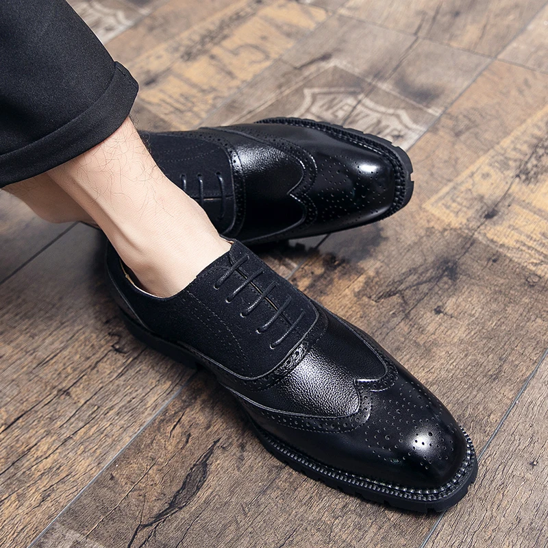 

Spring Autumn Mens Brogue Casual Shoes Orange Men Business Dress Footwear Luxury Brand Oxford Shoes For Man Big Size Party Shoe