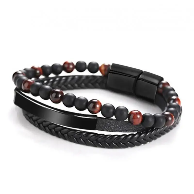 Черный цвет Металлическая магнитная застежка классический браслет трендовые