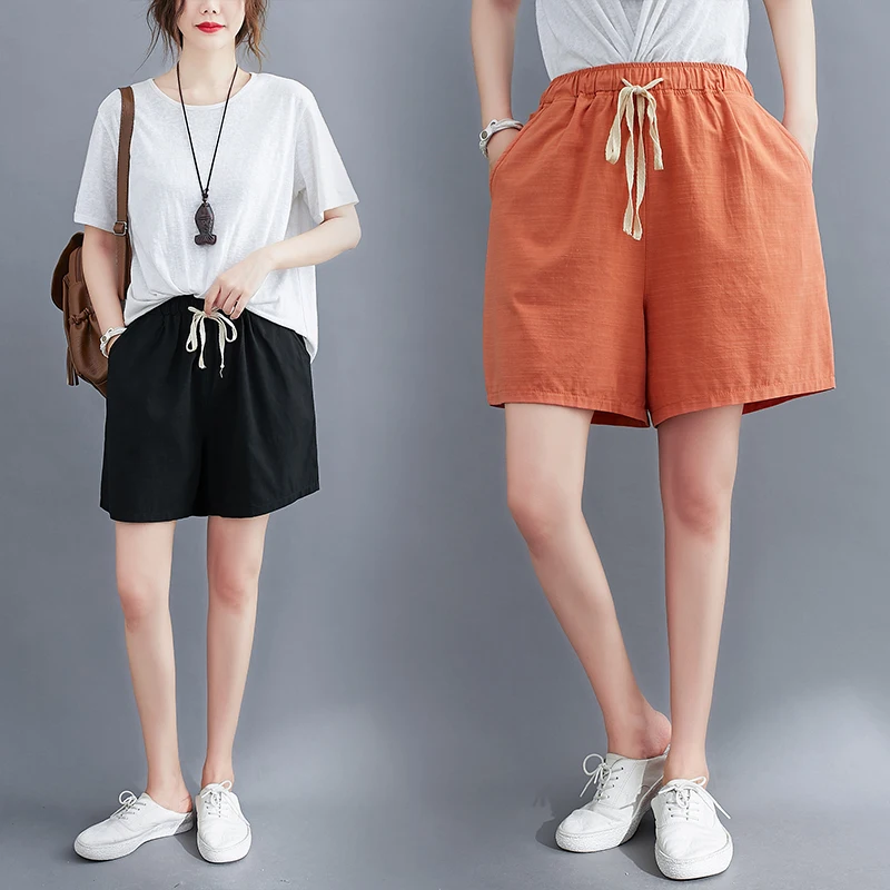 Новинка лета 2020 стильные художественные хлопковые льняные шорты большого