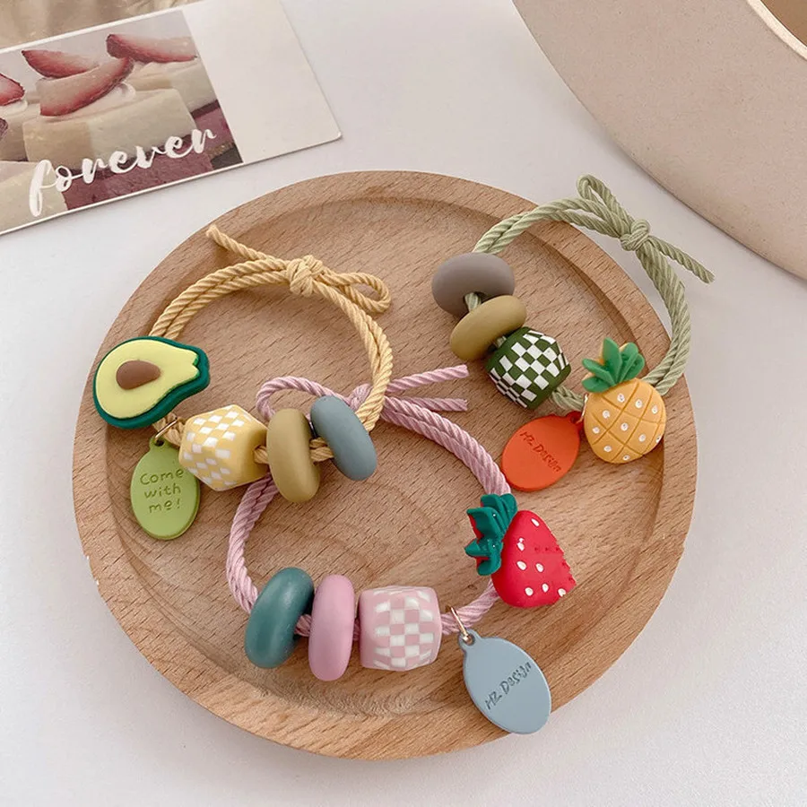 

Korea Style Simple Sweet Cute Ins Fruit and Vegetable Geometric Head Rope Hair Band for Girl Fashion Hair Accessories
