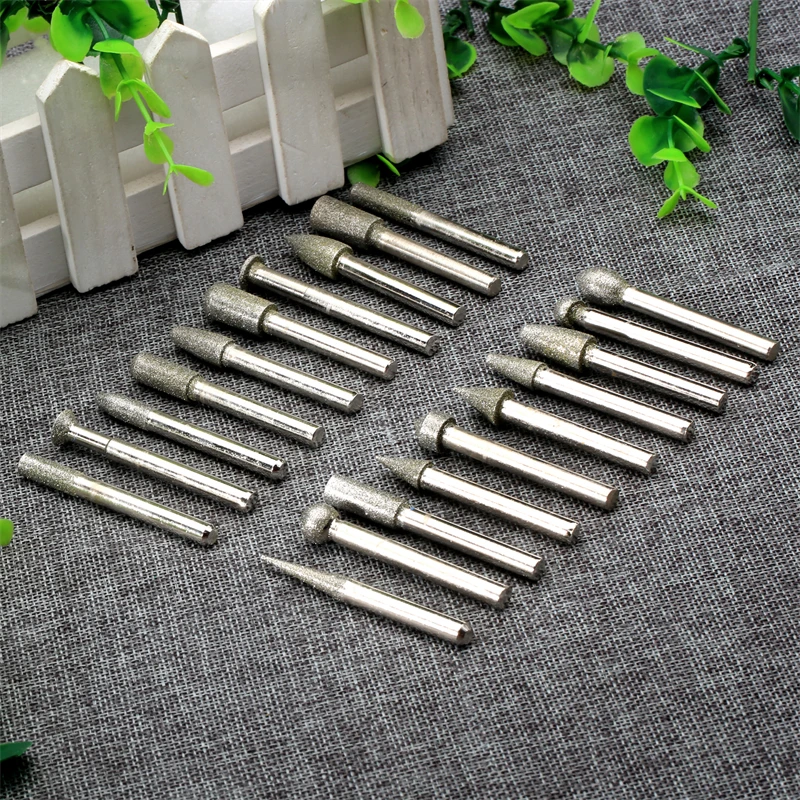 20Pcs Grit#120 Diamond Coated Rotary Grinding Cutting Point Burrs Drill Bit Head 6mm Shank for Die Grinder DIY Power Tool | Инструменты