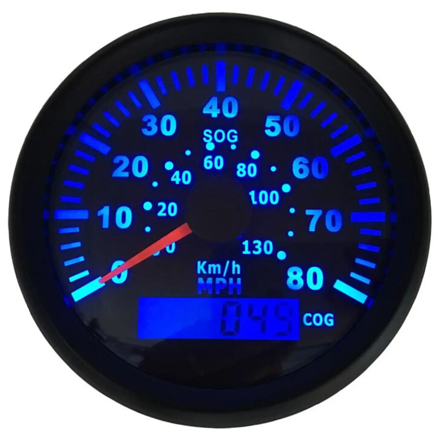 

Free Shipping 1pc 85mm 0-80MPH Gps Speedometers Blue Backlight 0-130Km/h Speed Indicators with Antenna for Auto Boat Motorcycle