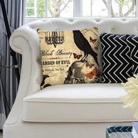 retro print linen pillowcase house soft throw pillow core cotton polyester cushion for home sofa car decor