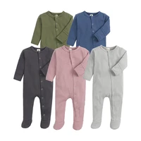 newborn baby boy girl romper cotton cute solid color long sleeve jumpsuit infant clothes pajama outfits