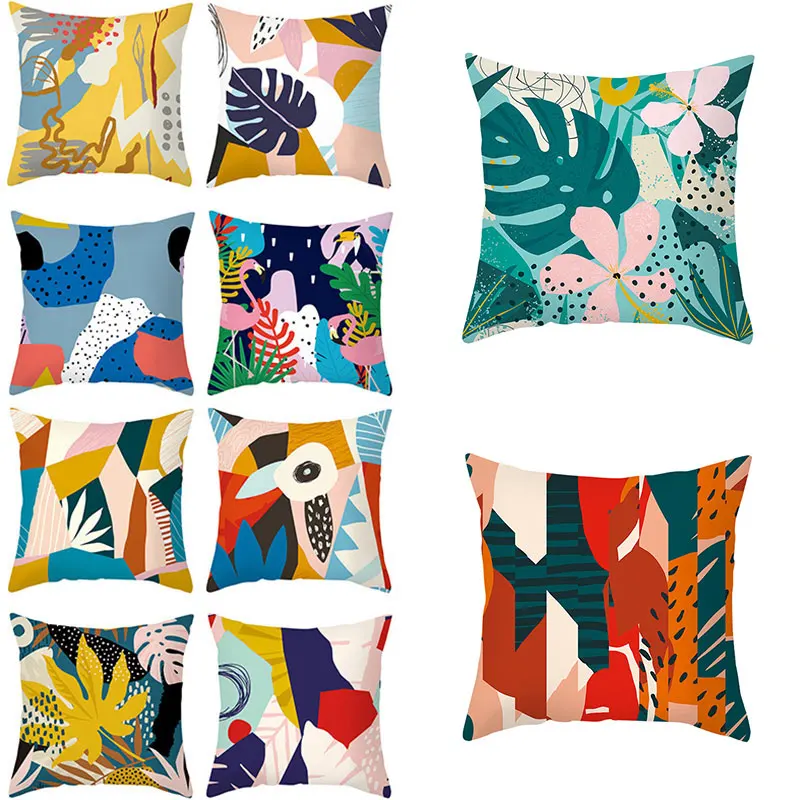 

Multi Style Cushion Cover Tropical Plants Painting Pattern Polyester Material Pillowslip Cute Waist Throw Pillows Decoration