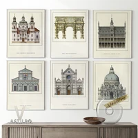 classical famous architecture poster graphic design art prints wall picture church porch canvas painting office cafe home decor