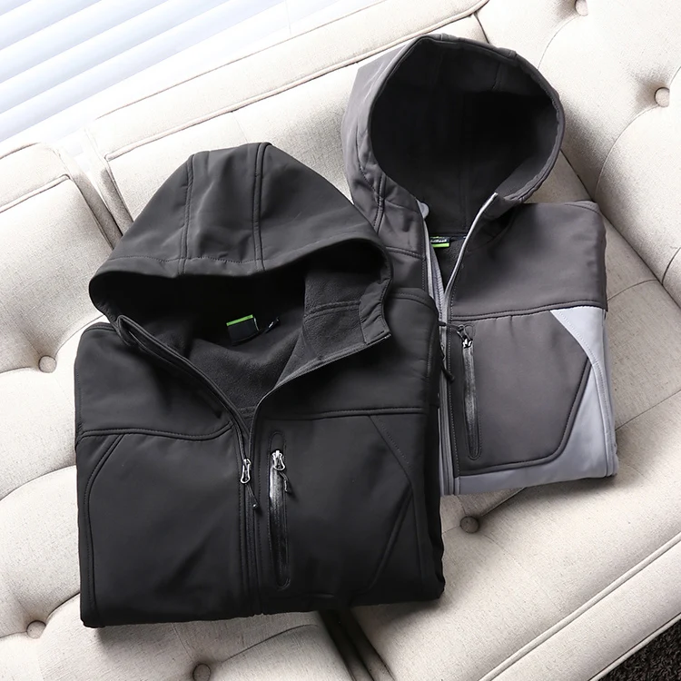 Ветровка мужская с флисовой подкладкой Флисовая теплая куртка капюшоном мягкая